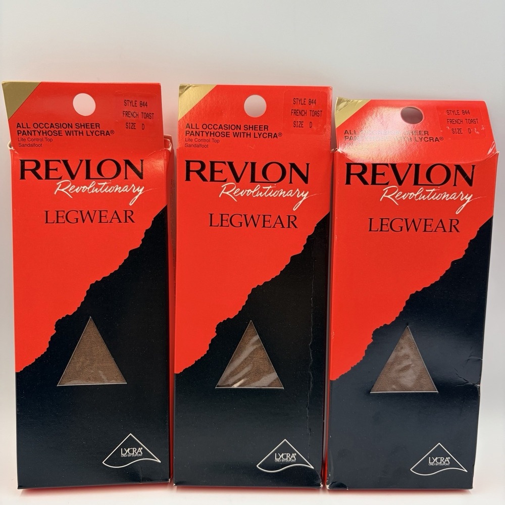 3 Vintage REVLON Revolutionary Legwear Sheer Pantyhose French Toast Style844 SzD